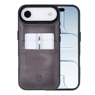 Bouletta Phone Case Gray Flex Cover Leather iPhone 17 Air Case with Card Holder Premium Koruma