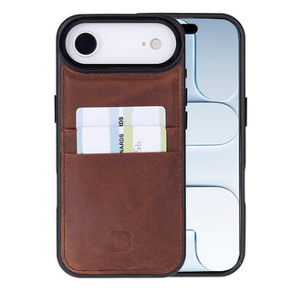 Bouletta Phone Case Saddle Brown Flex Cover Leather iPhone 17 Air Case with Card Holder Premium Koruma