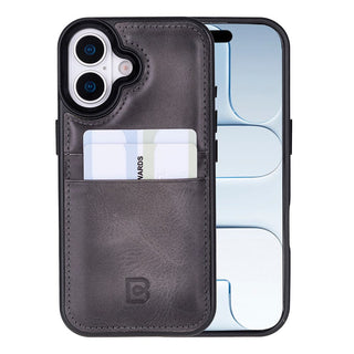 Bouletta Phone Case Gray Flex Cover Leather iPhone 17 Case with Card Holder Premium Koruma