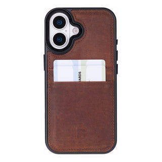 Bouletta Phone Case Saddle Brown Flex Cover Leather iPhone 17 Case with Card Holder Premium Koruma