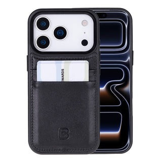 Bouletta Phone Case Black Flex Cover Leather iPhone 17 Pro Case with Card Holder Premium Koruma