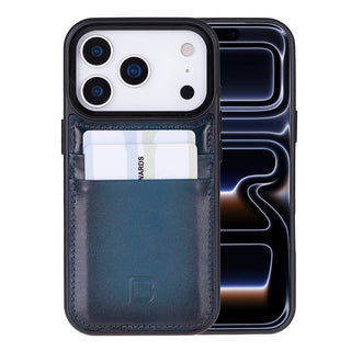 Bouletta Phone Case Blue Flex Cover Leather iPhone 17 Pro Case with Card Holder Premium Koruma