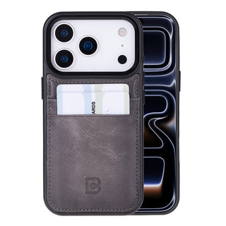 Bouletta Phone Case Gray Flex Cover Leather iPhone 17 Pro Case with Card Holder Premium Koruma