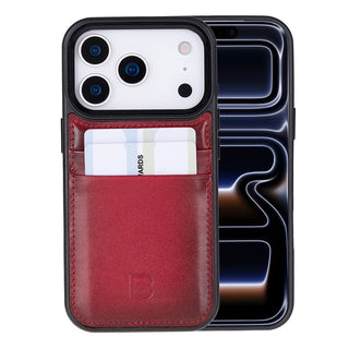 Bouletta Phone Case Red Flex Cover Leather iPhone 17 Pro Case with Card Holder Premium Koruma