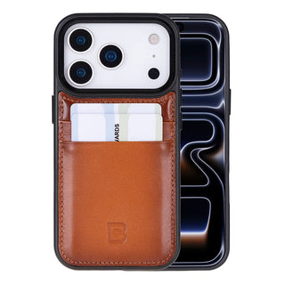 Bouletta Phone Case Tan Flex Cover Leather iPhone 17 Pro Case with Card Holder Premium Koruma