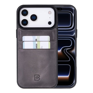 Bouletta Phone Case Gray Flex Cover Leather iPhone 17 Pro Max Case with Card Holder Premium Koruma