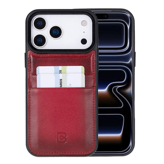 Bouletta Phone Case Red Flex Cover Leather iPhone 17 Pro Max Case with Card Holder Premium Koruma