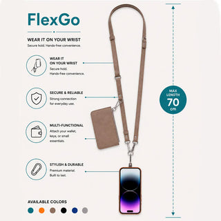 Bouletta Cell Phone Crossbody Bag FlexGo PU Leather Phone Strap & Wallet Set – Clip-On Flex Premium Koruma
