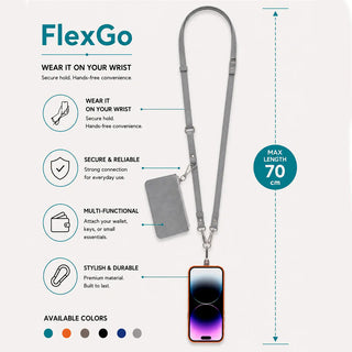 Bouletta Cell Phone Crossbody Bag FlexGo PU Leather Phone Strap & Wallet Set – Clip-On Flex Premium Koruma