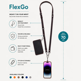 Bouletta Cell Phone Crossbody Bag FlexGo PU Leather Phone Strap & Wallet Set – Clip-On Flex Premium Koruma