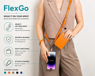 Bouletta Cell Phone Crossbody Bag FlexGo PU Leather Phone Strap & Wallet Set – Clip-On Flex Premium Koruma