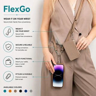 Bouletta Cell Phone Crossbody Bag FlexGo PU Leather Phone Strap & Wallet Set – Clip-On Flex Premium Koruma