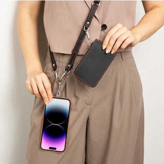 Bouletta Cell Phone Crossbody Bag Black FlexGo PU Leather Phone Strap & Wallet Set – Clip-On Flex Premium Koruma
