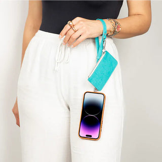 Bouletta Cell Phone Crossbody Bag Turquoise FlexGo PU Leather Phone Strap & Wallet Set – Clip-On Flex Premium Koruma
