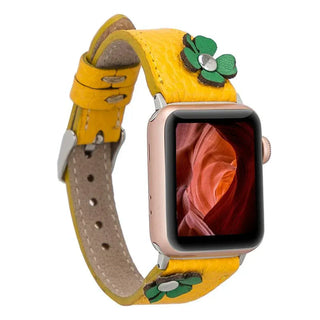 Bouletta Watch Band Yellow / 44 / 45 / 46 / 49mm Flower Slim Leather Apple Watch Band Premium Koruma