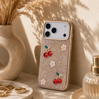 Bouletta Phone Case Pink Freya Crystal Cherry Case for iPhone 17 Pro Max Premium Koruma
