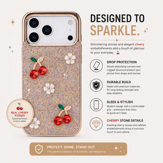 Bouletta Phone Case Pink Freya Crystal Cherry Case for iPhone 17 Pro Premium Koruma