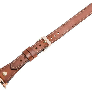 Bouletta Watch Band Hector Double Tour Leather Apple Watch Band with Gold Trok Premium Koruma