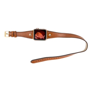 Bouletta Watch Band Hector Double Tour Leather Apple Watch Band with Gold Trok Premium Koruma