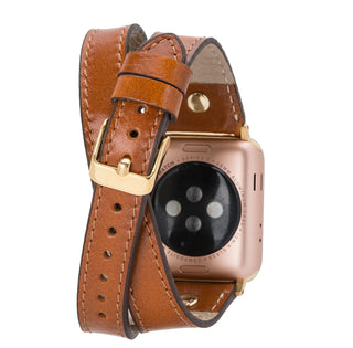 Bouletta Watch Band Hector Double Tour Leather Apple Watch Band with Gold Trok Premium Koruma