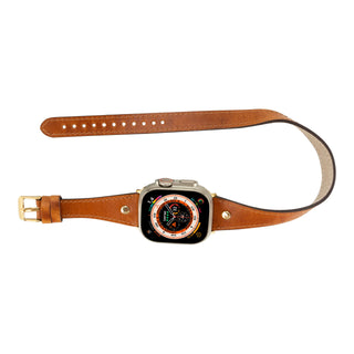 Bouletta Watch Band Hector Double Tour Leather Apple Watch Band with Gold Trok Premium Koruma