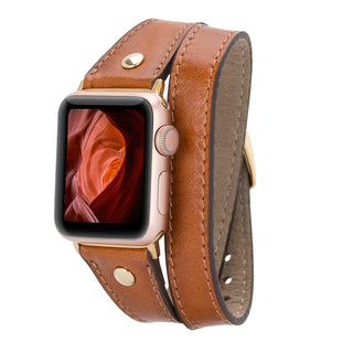 Bouletta Watch Band Hector Double Tour Leather Apple Watch Band with Gold Trok Premium Koruma
