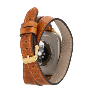 Bouletta Watch Band Hector Double Tour Leather Apple Watch Band with Gold Trok Premium Koruma