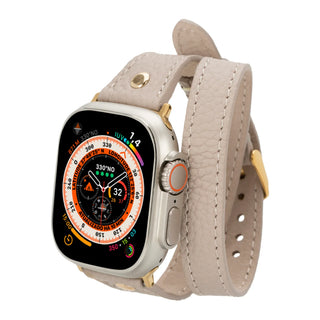 Bouletta Watch Band Sandy Brown / 44 / 45 / 46 / 49mm Hector Double Tour Leather Apple Watch Band with Gold Trok Premium Koruma