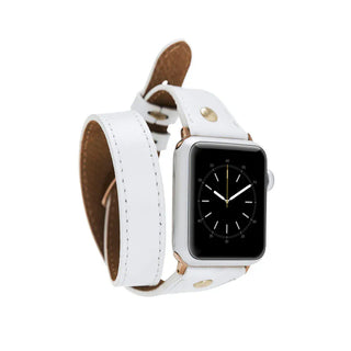 Bouletta Watch Band White / 44 / 45 / 46 / 49mm Hector Double Tour Leather Apple Watch Band with Gold Trok Premium Koruma