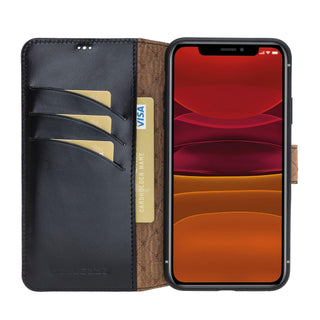Bouletta Deri iPhone 11 Pro Max Kılıfı Siyah iPhone 11 Pro Max uyumlu Cüzdanlı Hakiki Deri Kılıf Premium Koruma