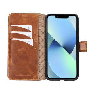 Bouletta Telefon Kılıfı Turuncu iPhone 11 uyumlu Cüzdanlı Hakiki Deri Kılıf Premium Koruma