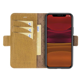 Bouletta Telefon Kılıfı Turuncu iPhone 11 uyumlu Cüzdanlı Hakiki Deri Kılıf Premium Koruma