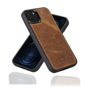 Bouletta Deri iPhone 13 Kılıfı iPhone 13 / Antik Açık Kahve iPhone 13 Serisi Hakiki Deri Arka Kapak Premium Koruma