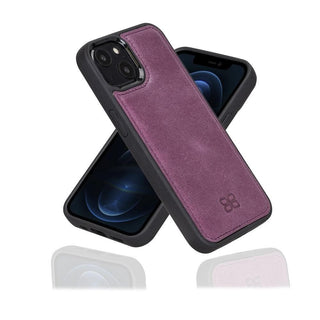 Bouletta Deri iPhone 13 Kılıfı iPhone 13 / Mor iPhone 13 Serisi Hakiki Deri Arka Kapak Premium Koruma