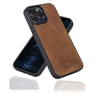 Bouletta Deri iPhone 13 Kılıfı iPhone 13 Pro / Antik Açık Kahve iPhone 13 Serisi Hakiki Deri Arka Kapak Premium Koruma