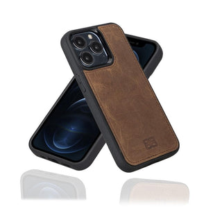 Bouletta Deri iPhone 13 Kılıfı iPhone 13 Pro / Antik Kahve iPhone 13 Serisi Hakiki Deri Arka Kapak Premium Koruma