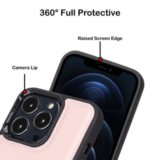 Bouletta Cep Telefonu Kılıfları iPhone 13 Serisi Kartlıklı Hakiki Deri Arka Kapak Premium Koruma