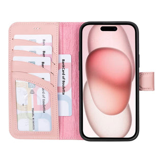 Bouletta Deri iPhone 15 Kılıfı iPhone 15 Cüzdanlı Çıkarılabilir Hakiki Deri Kılıf Premium Koruma