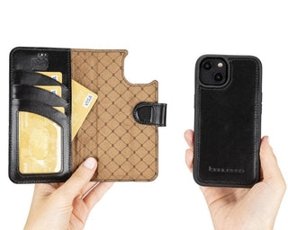 Bouletta Deri iPhone 15 Kılıfı iPhone 15 Cüzdanlı Çıkarılabilir Hakiki Deri Kılıf Premium Koruma