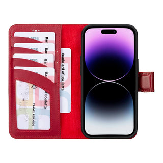Bouletta Deri iPhone 15 Kılıfı iPhone 15 Cüzdanlı Çıkarılabilir Hakiki Deri Kılıf Premium Koruma
