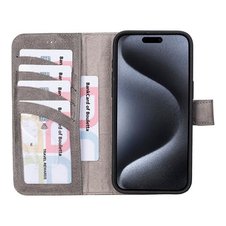Bouletta Deri iPhone 15 Pro Kılıfı iPhone 15 Pro Cüzdanlı Çıkarılabilir Hakiki Deri Kılıf Premium Koruma