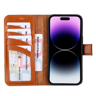 Bouletta Deri iPhone 15 Pro Kılıfı iPhone 15 Pro Cüzdanlı Çıkarılabilir Hakiki Deri Kılıf Premium Koruma