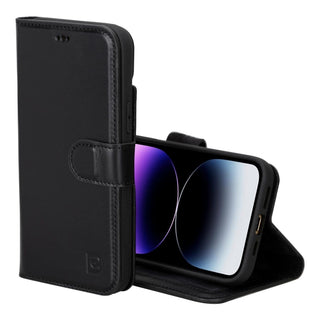 Bouletta Deri iPhone 15 Pro Kılıfı Siyah iPhone 15 Pro Cüzdanlı Çıkarılabilir Hakiki Deri Kılıf Premium Koruma