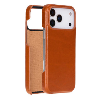 Bouletta Deri iPhone 17 Pro Max Kılıfı Turuncu iPhone 17 Pro Max Uyumlu Hakiki Deri Arka Kapak Premium Koruma