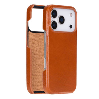 Bouletta Deri iPhone 17 Pro Kılıfı Turuncu iPhone 17 Pro Uyumlu Hakiki Deri Arka Kapak Premium Koruma
