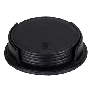 Bouletta Bardak Kılıfı Black Lavion Leather Cup Coaster Set Premium Koruma