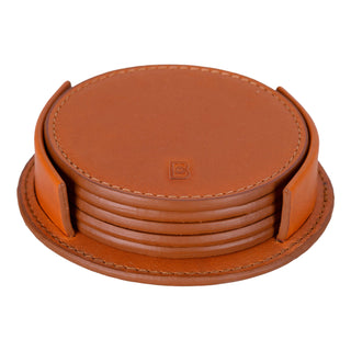 Bouletta Bardak Kılıfı Sandy Tan Lavion Leather Cup Coaster Set Premium Koruma