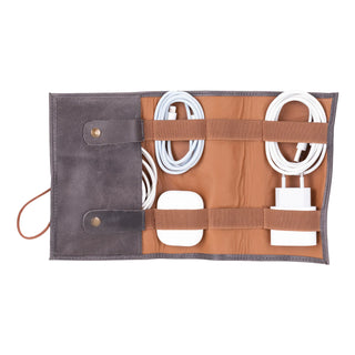 Bouletta Travel Cable Organizer Light Gray Leather Cable Organizer Premium Koruma