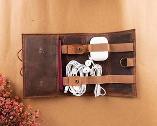 Bouletta Travel Cable Organizer Saddle Brown Leather Cable Organizer Premium Koruma