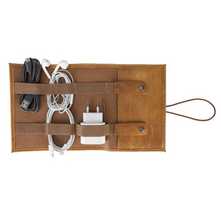 Bouletta Travel Cable Organizer Sandy Mocha Patterned Leather Cable Organizer Premium Koruma